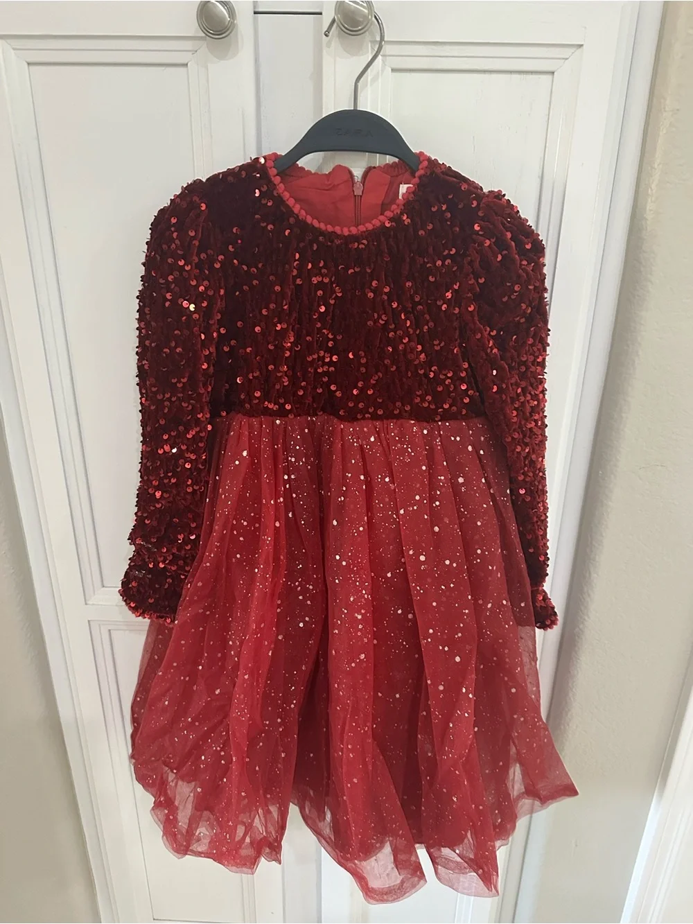 Zunie Red Sequin & Navy Velvet Tulle Holiday Dress Set